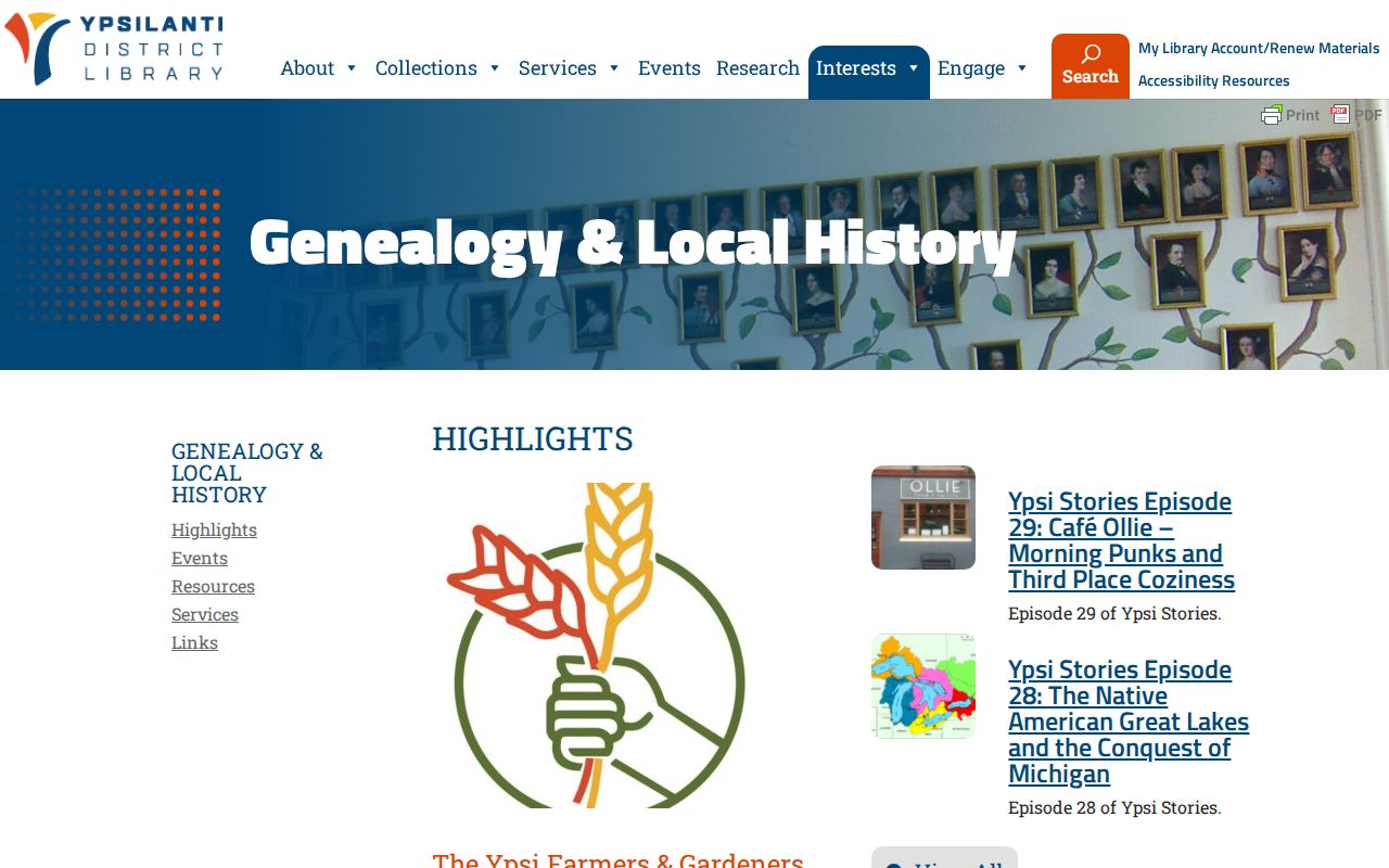 Ypsilanti Township city directory genealogy database access at YDL