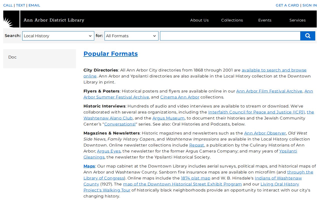 Ypsilanti Township city directory comparison with nearby library directory formats